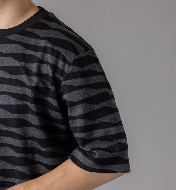 ABAHOUSE「ブロークンボーダー ジャガード オーバーサイズ Tシャツ」|Tシャツ・カットソー|