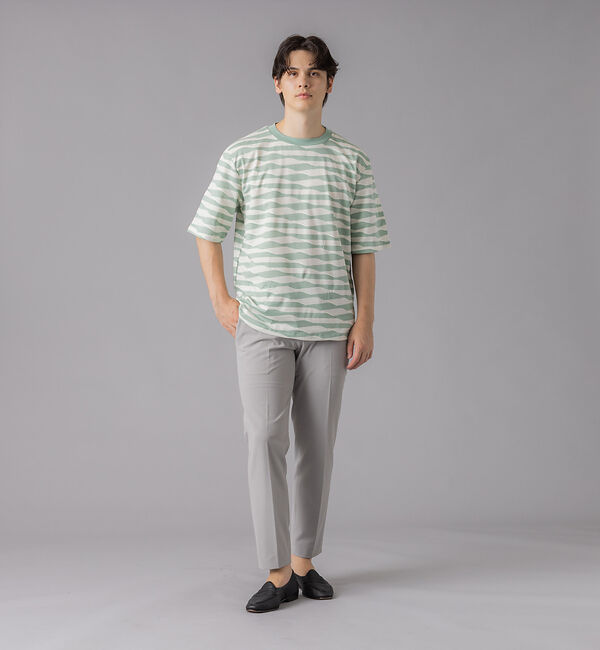 ABAHOUSE「ブロークンボーダー ジャガード オーバーサイズ Tシャツ」|Tシャツ・カットソー|