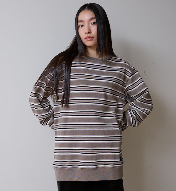 ABAHOUSE「BARBARIAN 12ozHEAVY WEIGHTスウェット/ボーダー/ユニセ」|Tシャツ・カットソー|グレー