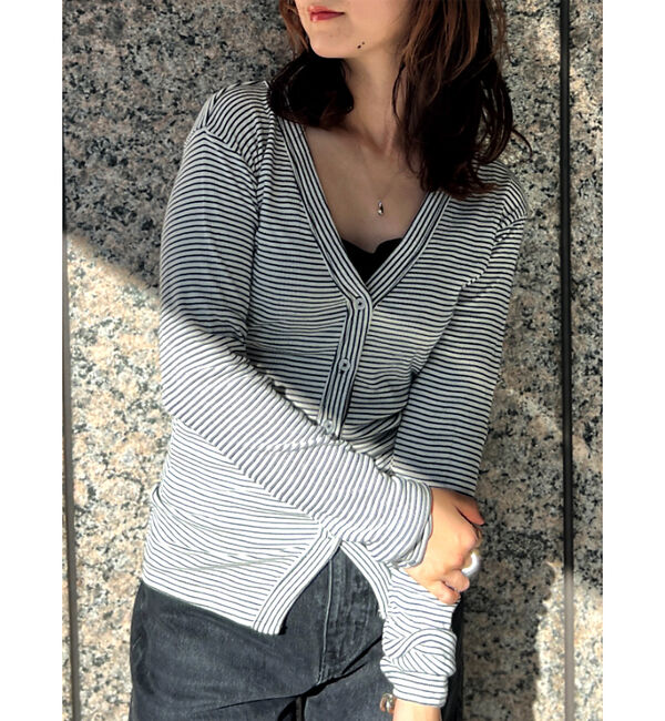 Rouge vif「【Robert P. Miller】パネルリブ Vネックカーディガン / カット」|カーディガン|