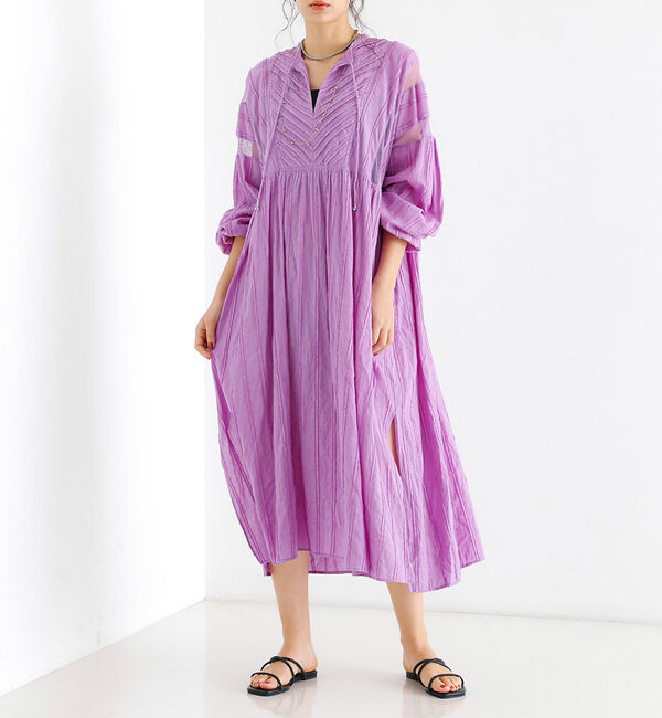 Rouge vif「【Le Melange/ル・メランジュ】カットドビースドレス / スキッパーワン」|ワンピース|パープル