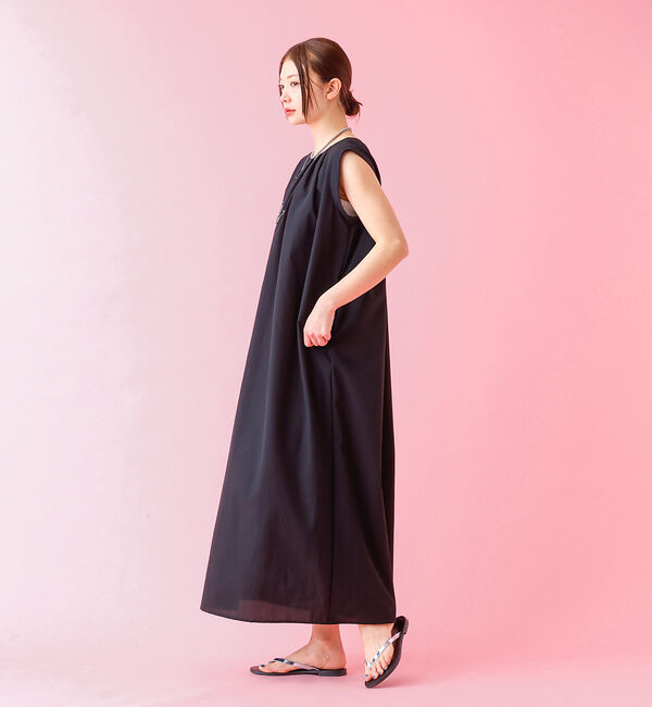 Rouge vif「【Le Melange/ル・メランジュ】ギャザーノースリブワンピース/多機能素材」|ワンピース|