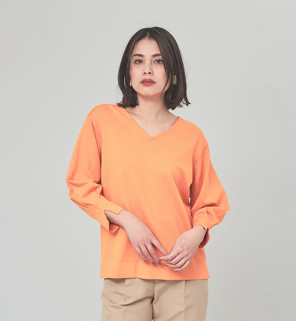 qualite「レーヨンストレッチニット」|ニット・セーター|オレンジ