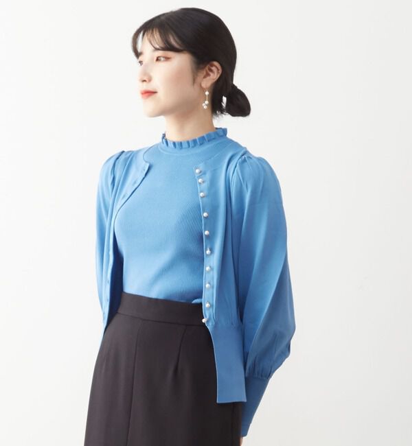  「ミニフリルネックリブトップス」|ニット・セーター|