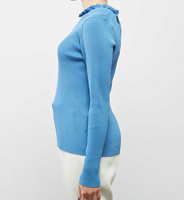  「ミニフリルネックリブトップス」|ニット・セーター|