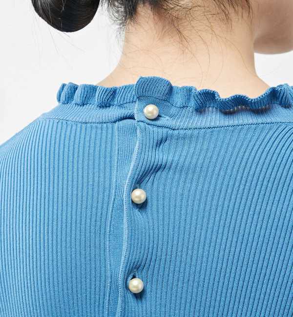  「ミニフリルネックリブトップス」|ニット・セーター|