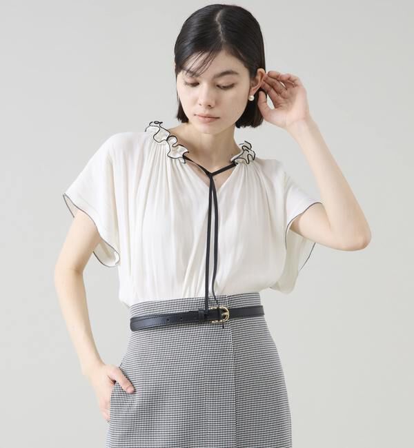 TIARA「バイカラーメローブラウス」|シャツ・ブラウス|