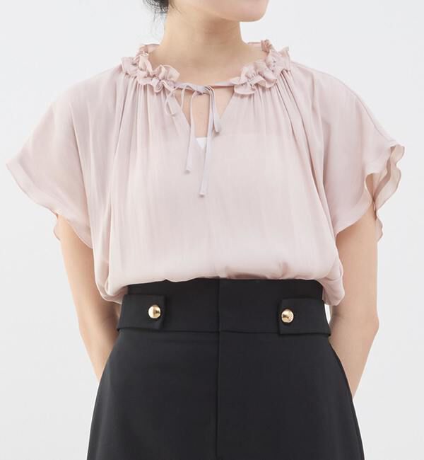 TIARA「バイカラーメローブラウス」|シャツ・ブラウス|ピンク