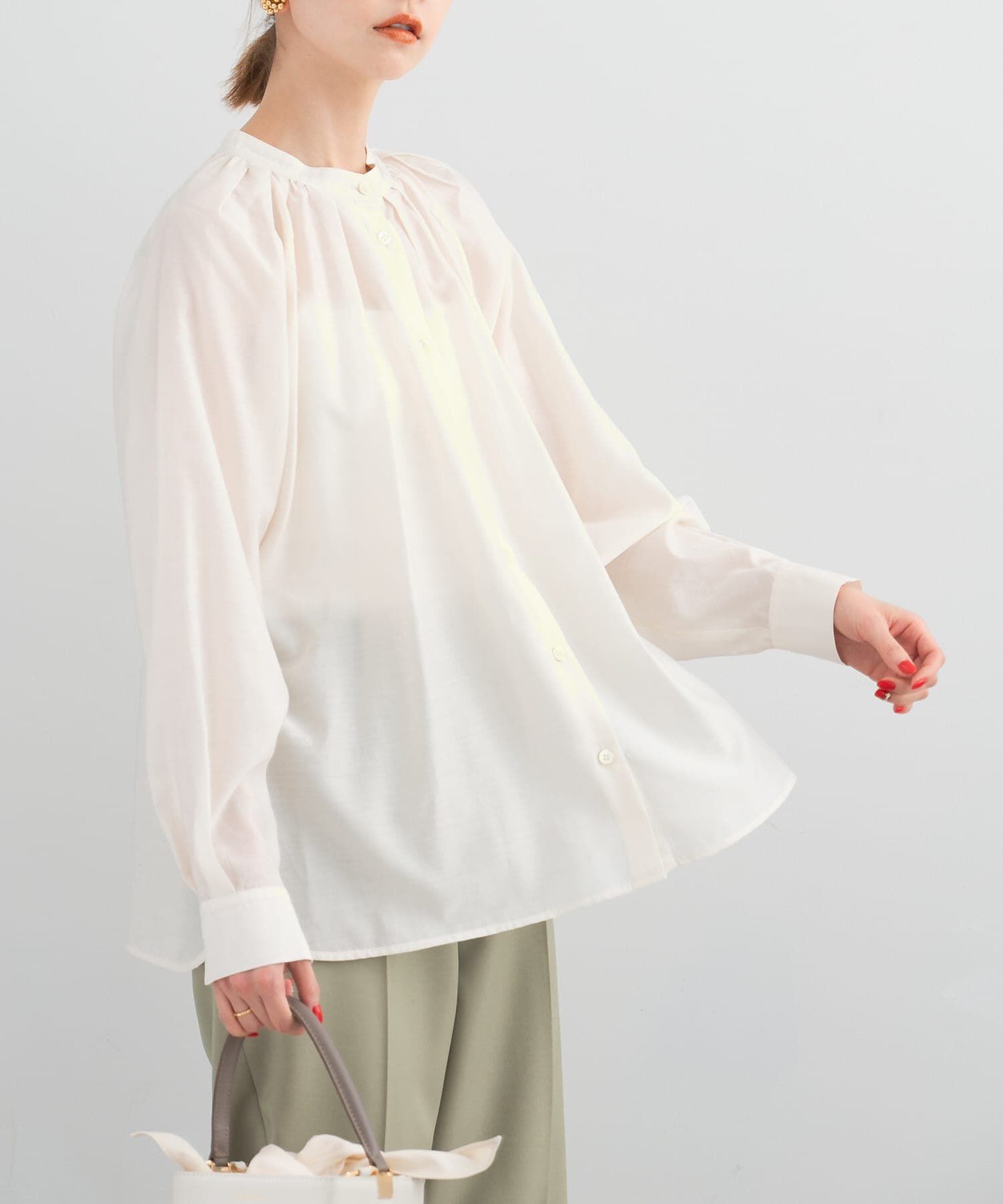 URBAN RESEARCH ROSSO「ランダムタックセミシアーブラウス」|シャツ・ブラウス|