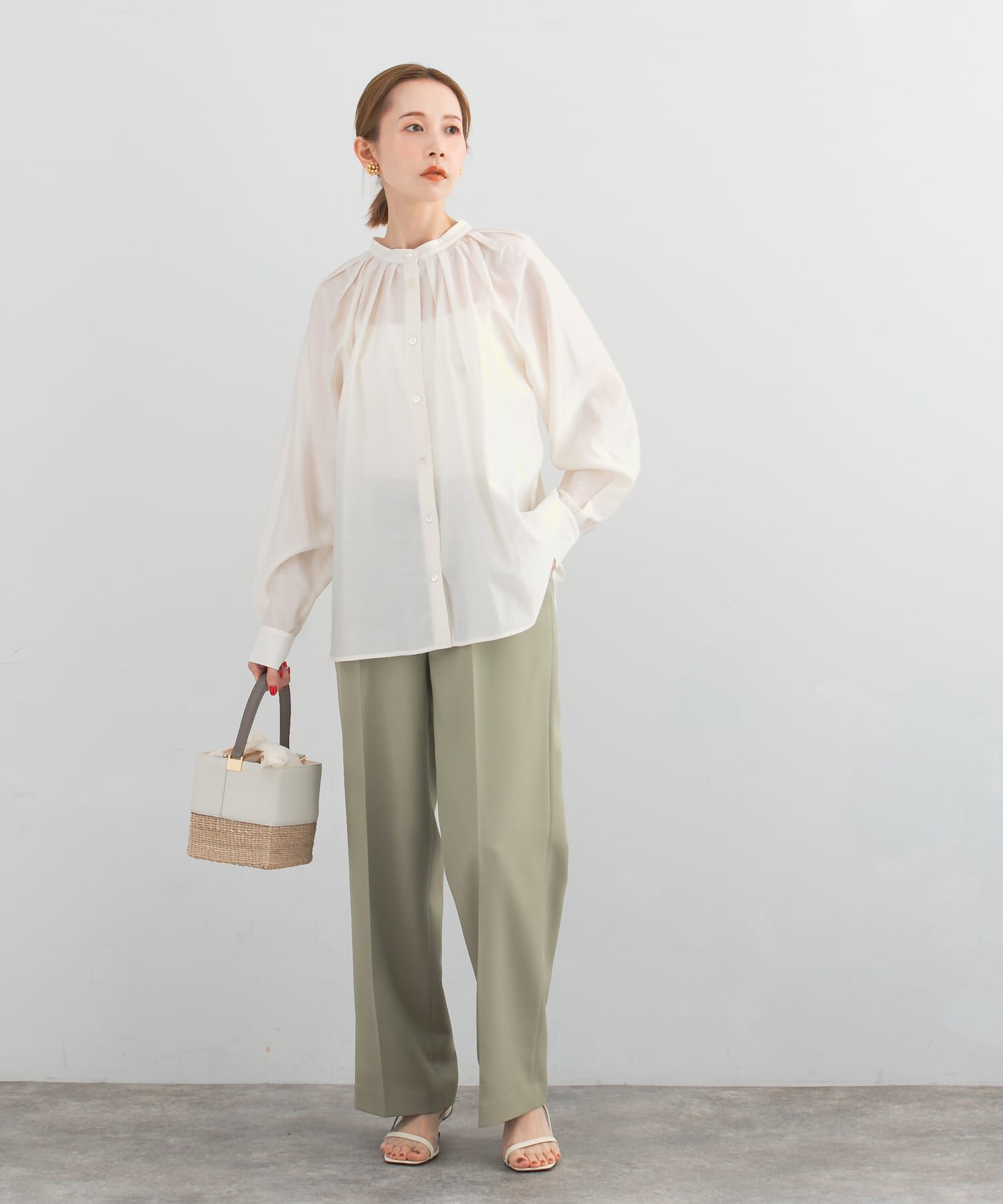 URBAN RESEARCH ROSSO「ランダムタックセミシアーブラウス」|シャツ・ブラウス|