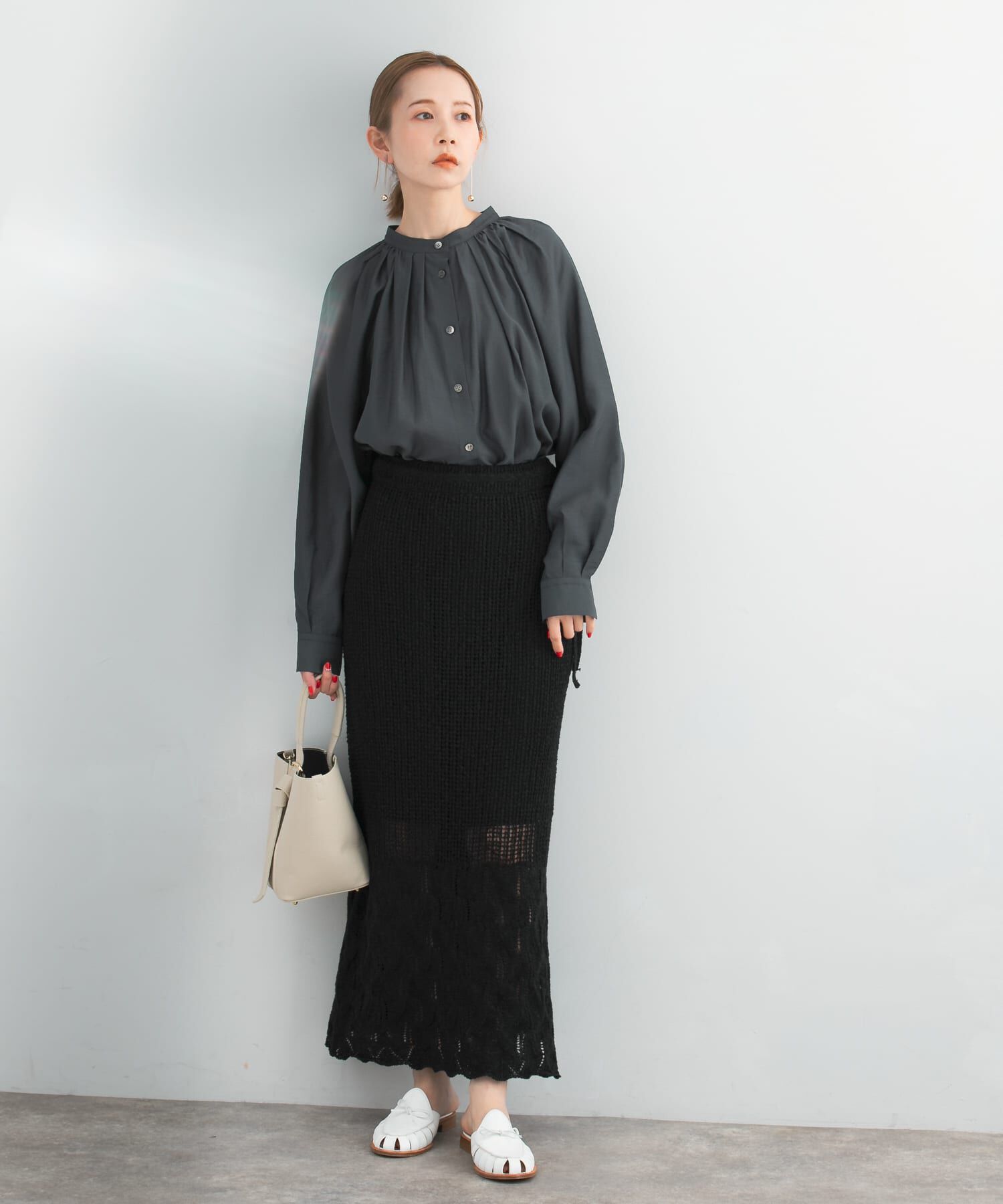 URBAN RESEARCH ROSSO「ランダムタックセミシアーブラウス」|シャツ・ブラウス|