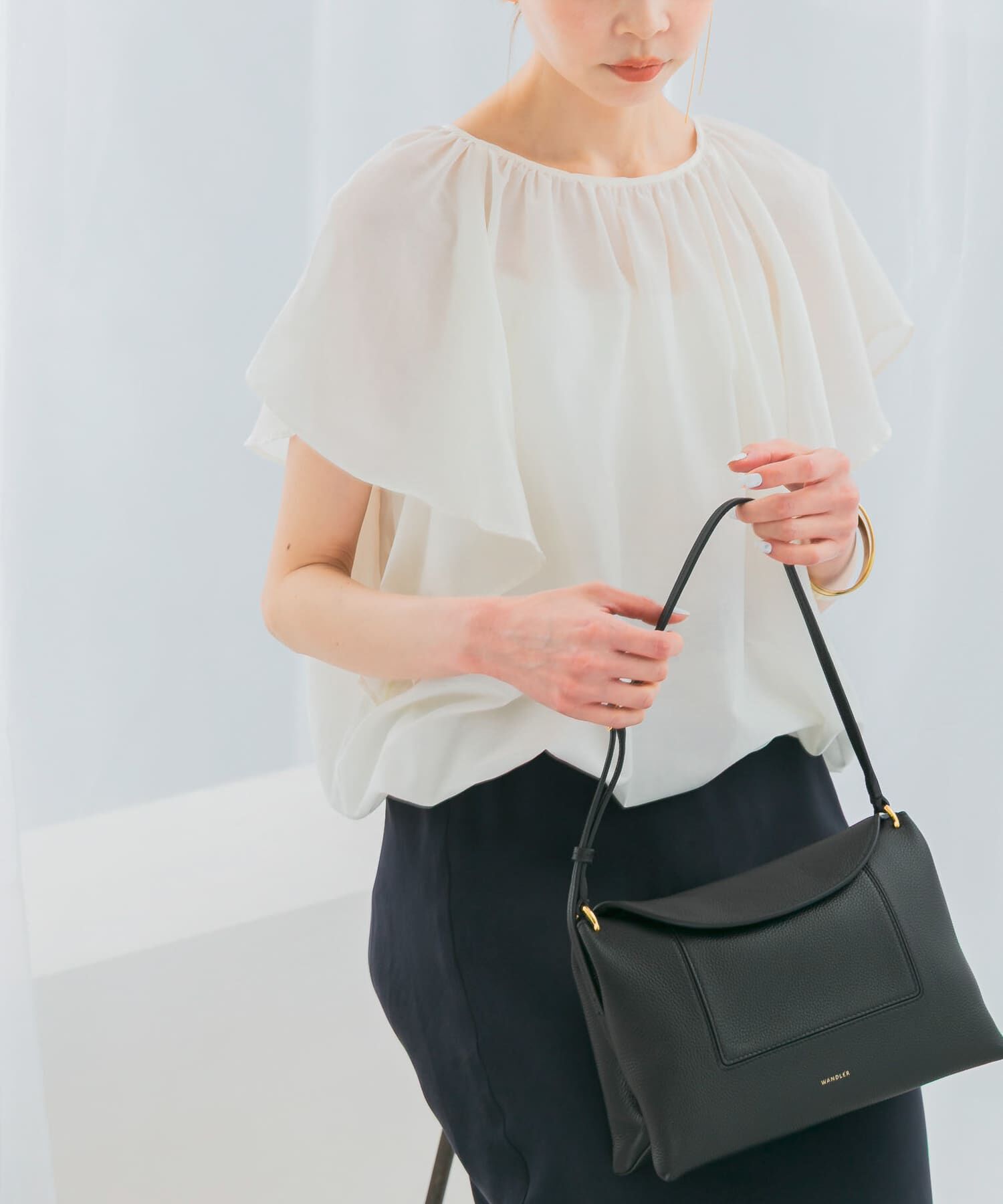 URBAN RESEARCH ROSSO「コットンシルクフレアスリーブブラウス」|シャツ・ブラウス|オフホワイト