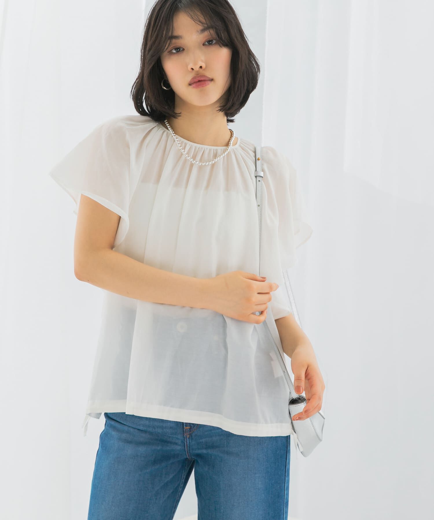 URBAN RESEARCH ROSSO「コットンシルクフレアスリーブブラウス」|シャツ・ブラウス|