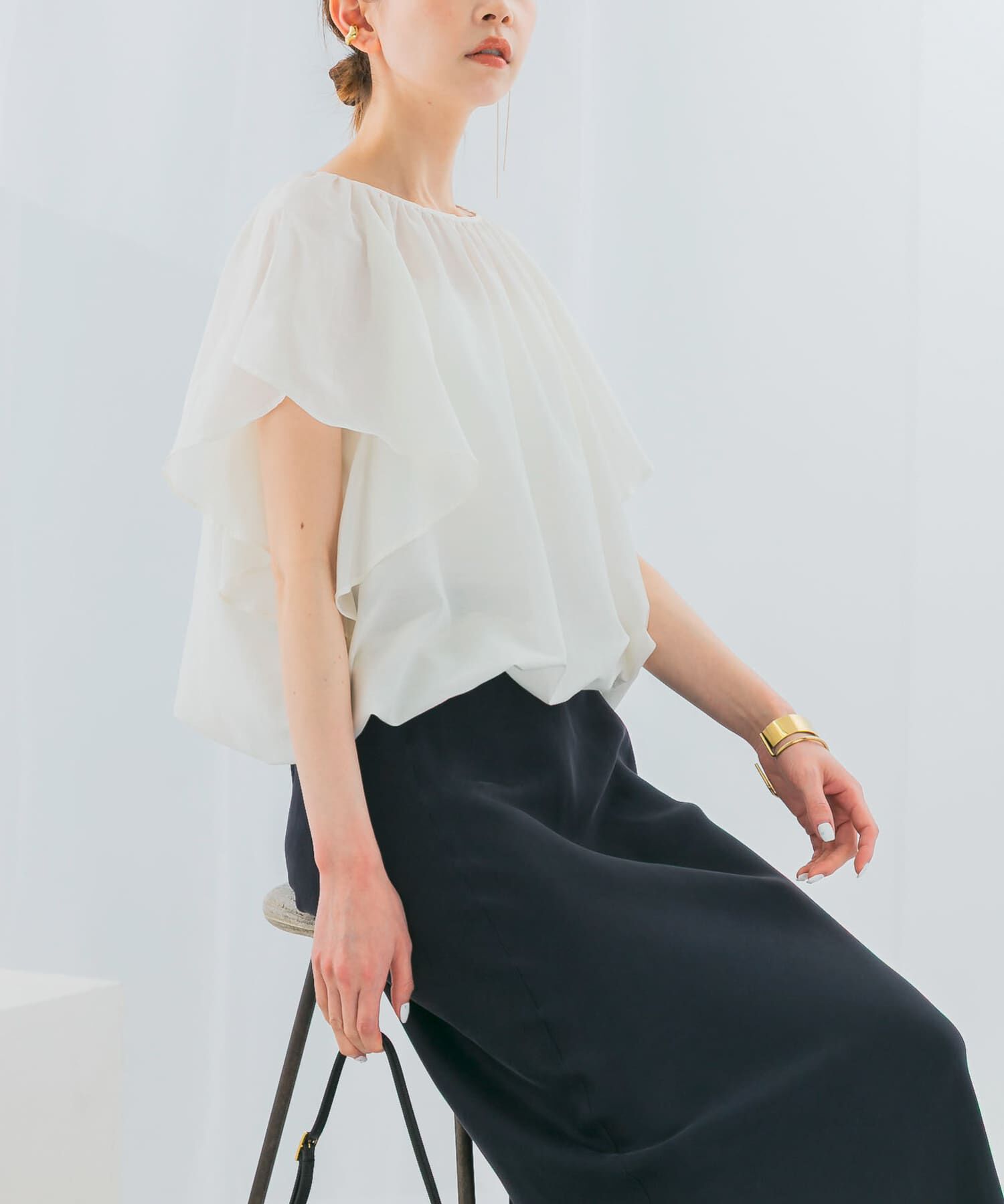 URBAN RESEARCH ROSSO「コットンシルクフレアスリーブブラウス」|シャツ・ブラウス|