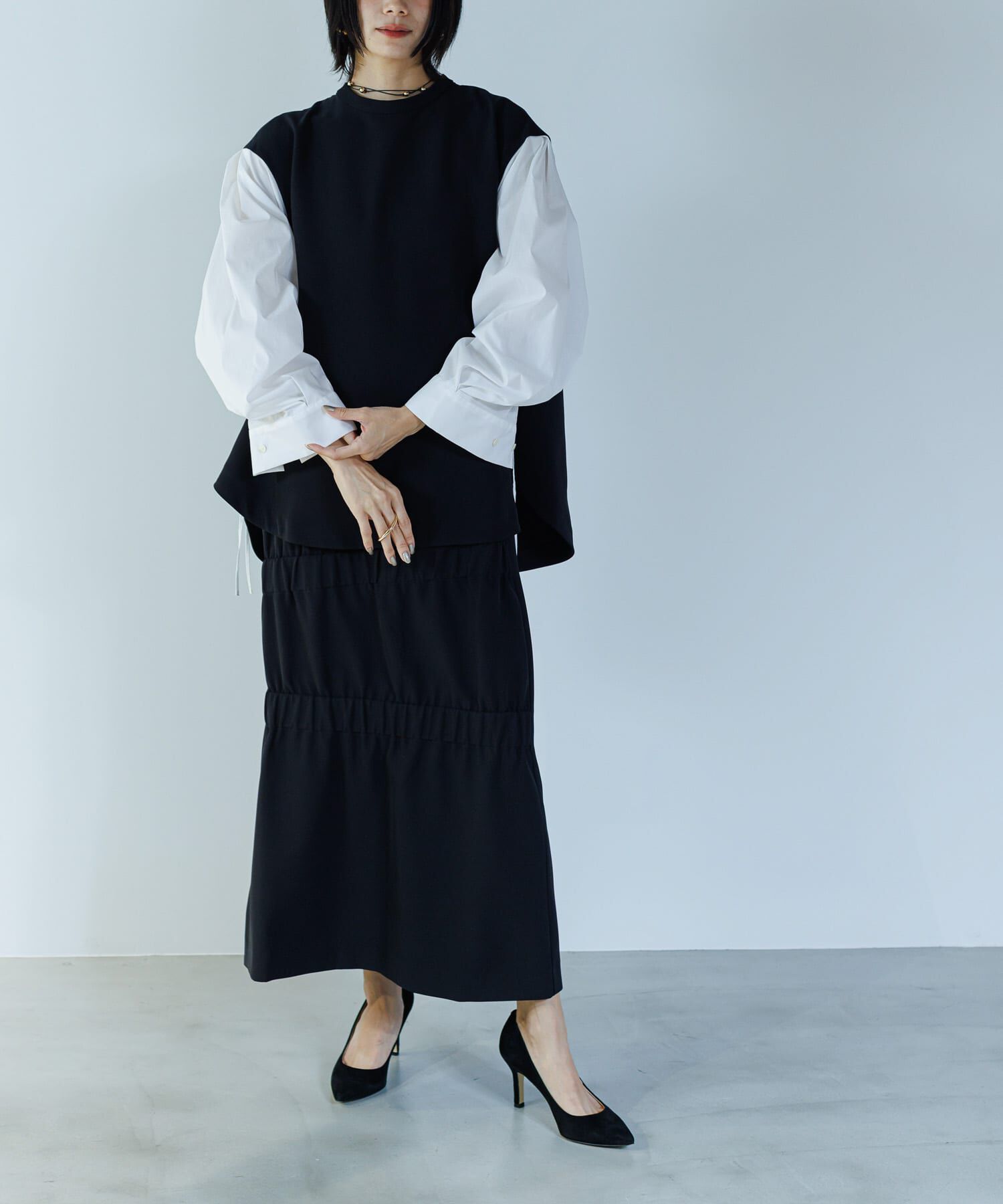 URBAN RESEARCH ROSSO「CHIGNON　シャーリングデザインブラウス」|シャツ・ブラウス|