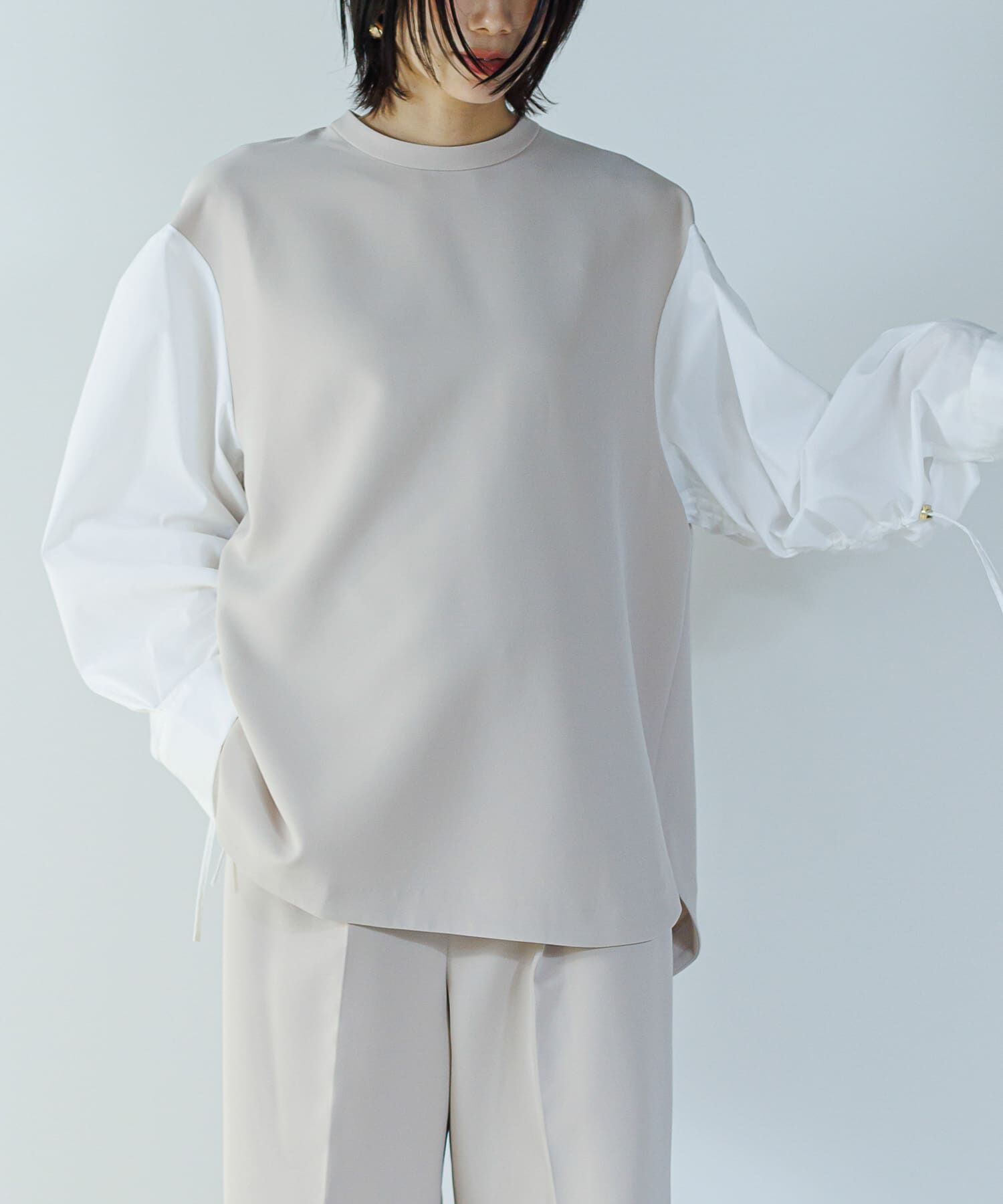 URBAN RESEARCH ROSSO「CHIGNON　シャーリングデザインブラウス」|シャツ・ブラウス|ベージュ系その他