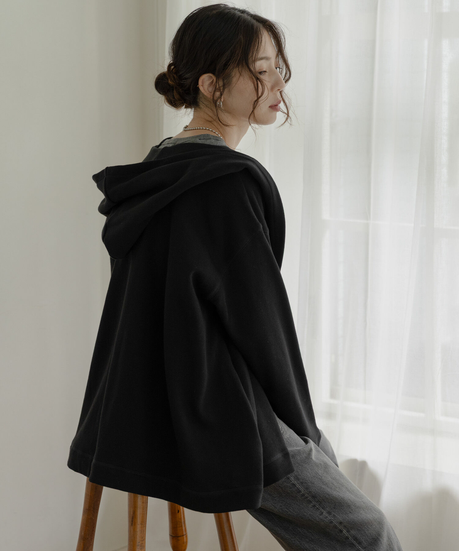 Sonny Label 「裏毛フーディーカーディガン」|カーディガン|ブラック