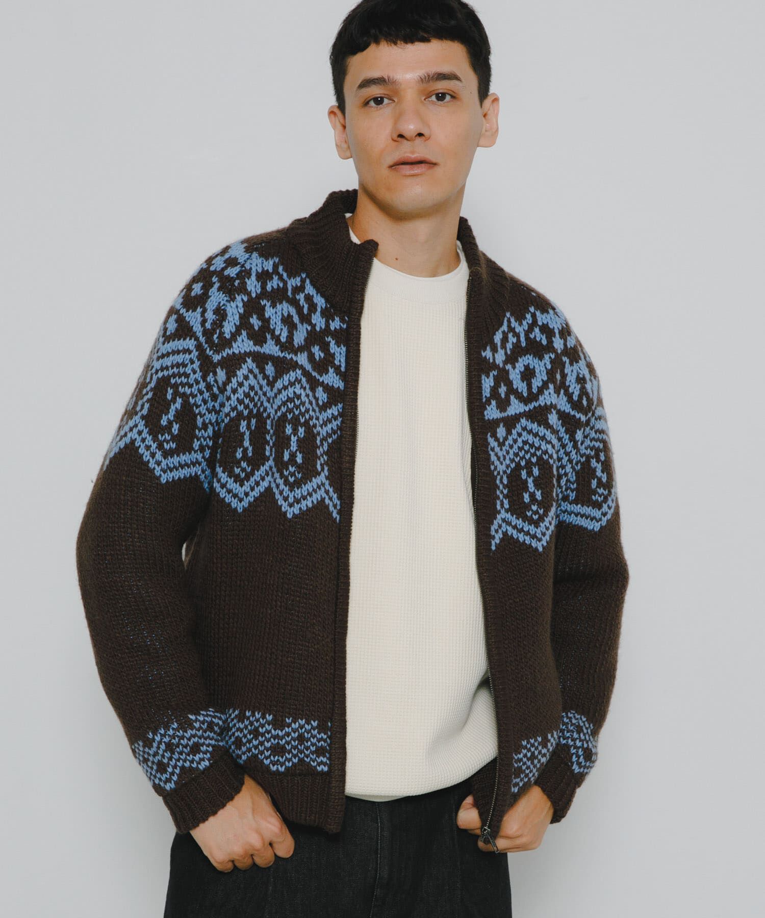 Sonny Label 「ジャガードジップアップニット」|ニット・セーター|ブラウン