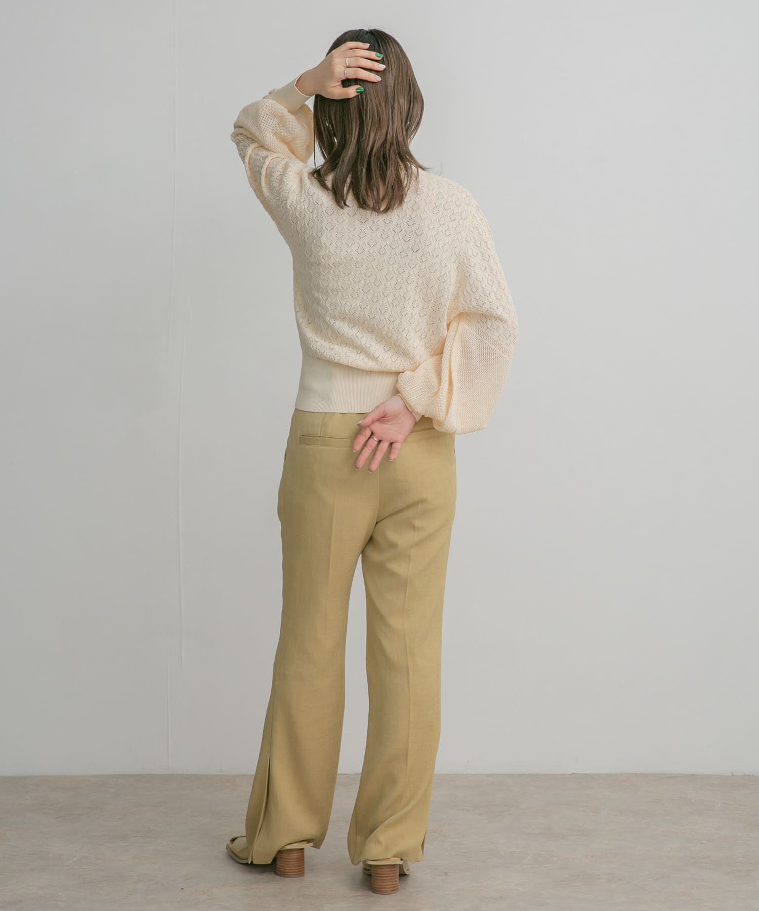  「ボリュームスリーブパターン編みニット」|ニット・セーター|