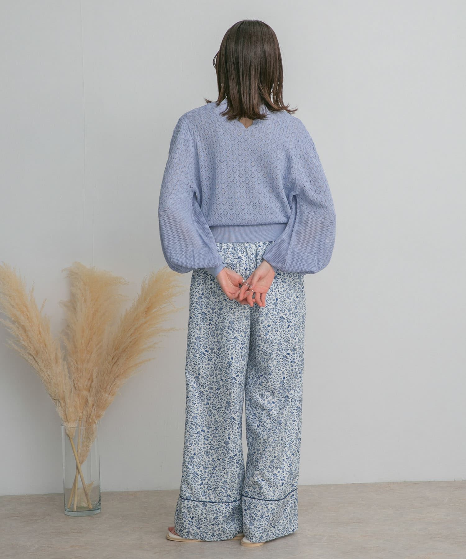  「ボリュームスリーブパターン編みニット」|ニット・セーター|