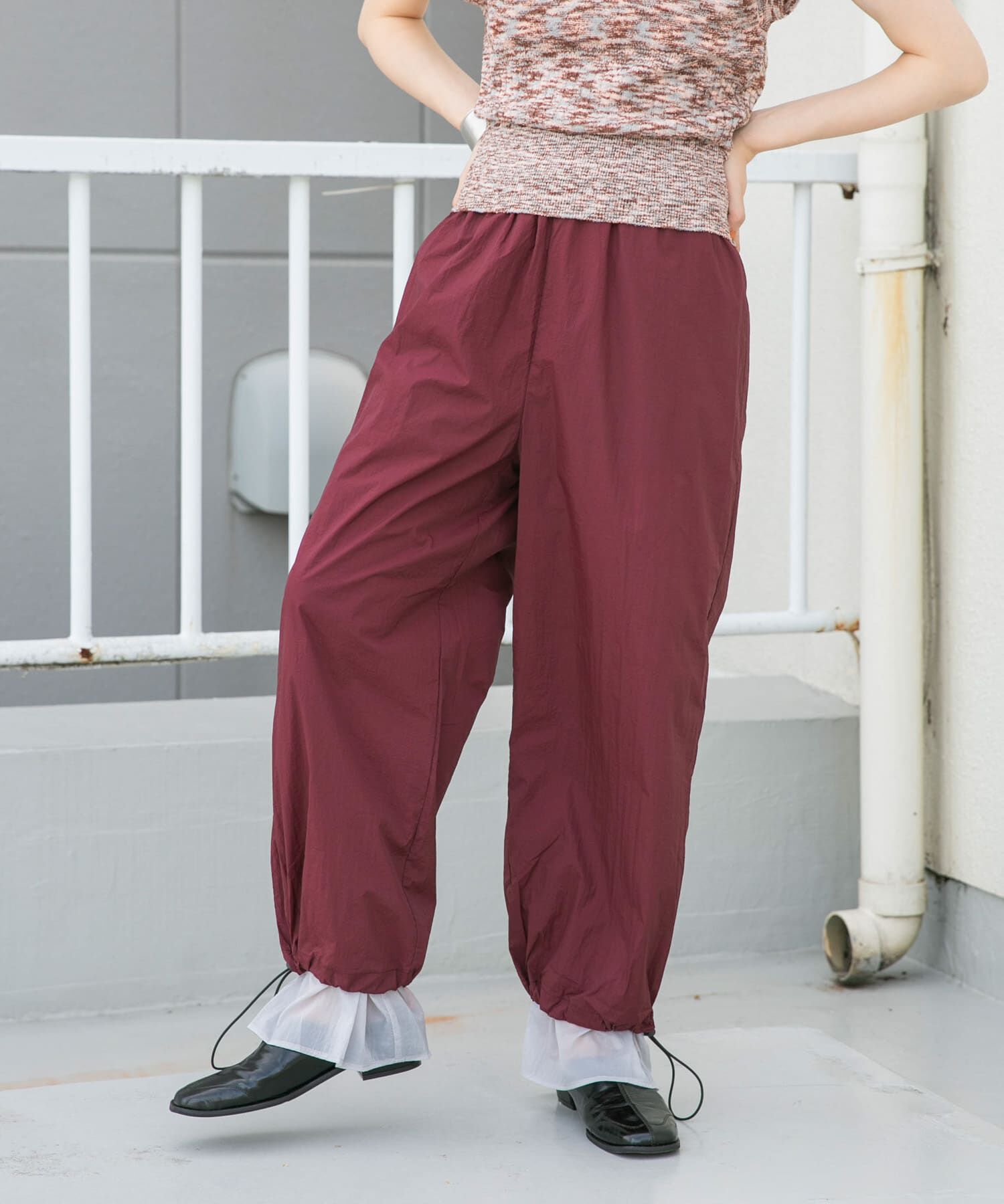  「ドロストレイヤードパンツ」|その他|ボルドー