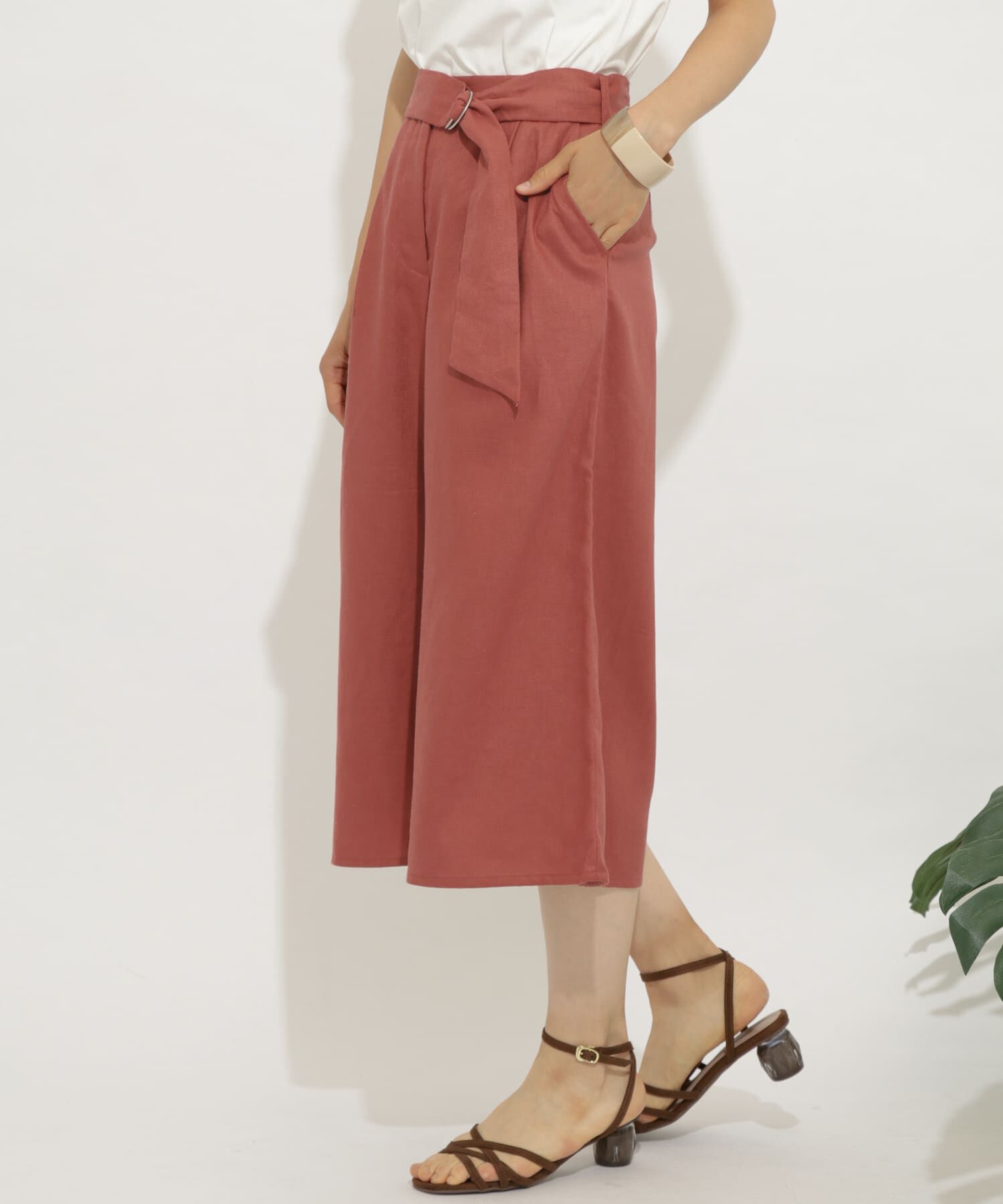 SENSE OF PLACE by URBAN RESEARCH「リネンガウチョパンツ」|その他|レッド