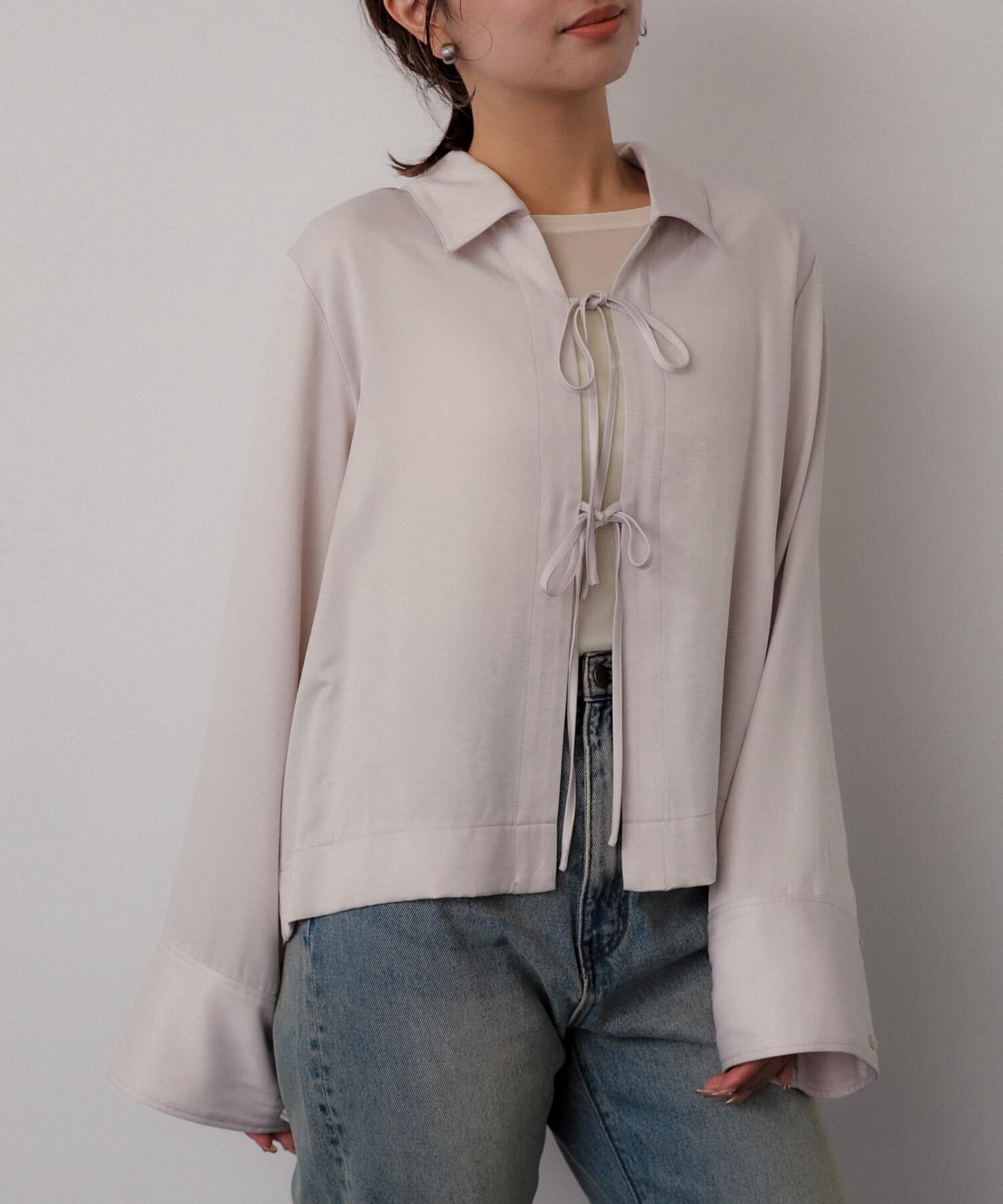 SENSE OF PLACE by URBAN RESEARCH「サテンリボンディテールブラウス」|シャツ・ブラウス|ライトベージュ