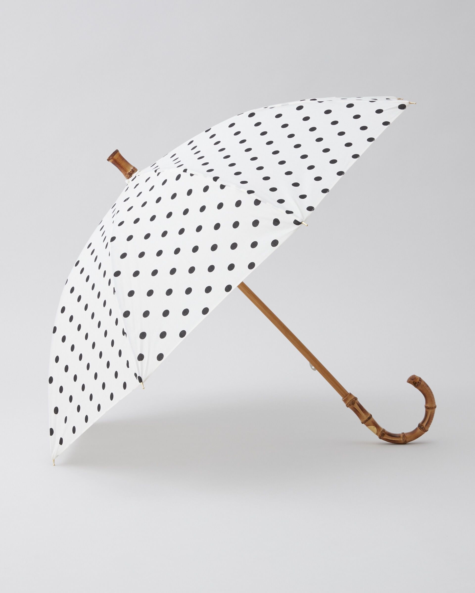 Traditional Weatherwear「UMBRELLA BAMBOO」|傘|ﾎﾜｲﾄﾋﾞｯｸﾞﾄﾞｯﾄ