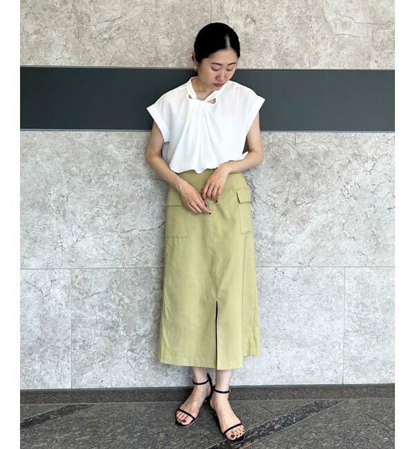 le.coeur blanc「《手洗い可能》ジョーゼットツイストネックブラウス」|シャツ・ブラウス|