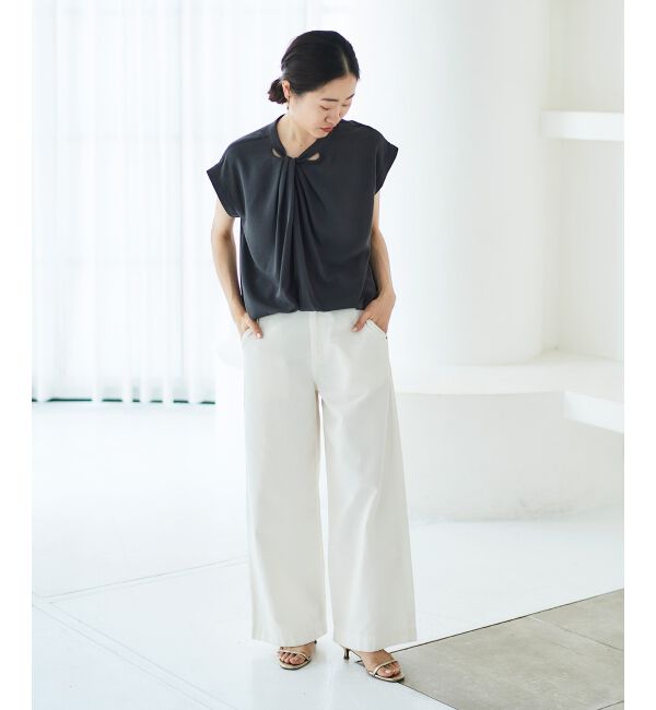 le.coeur blanc「《手洗い可能》ジョーゼットツイストネックブラウス」|シャツ・ブラウス|