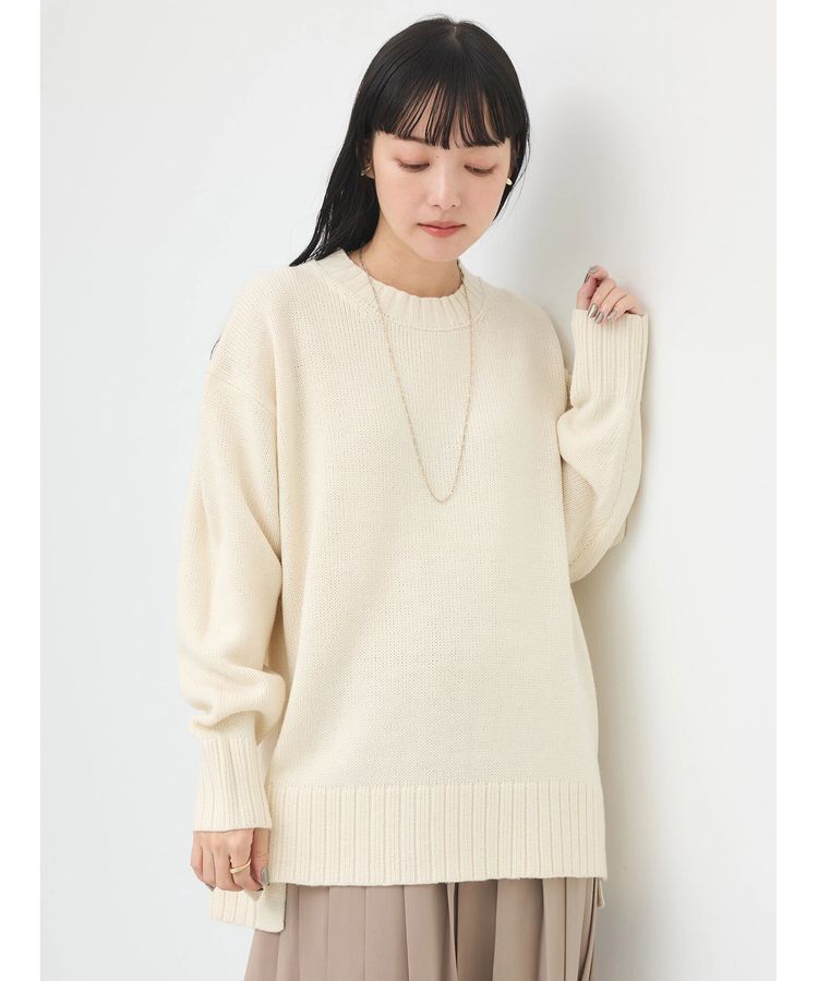 earth music&ecology「ウォッシャブル脇スリットクルーネックプルオーバー」|Tシャツ・カットソー|