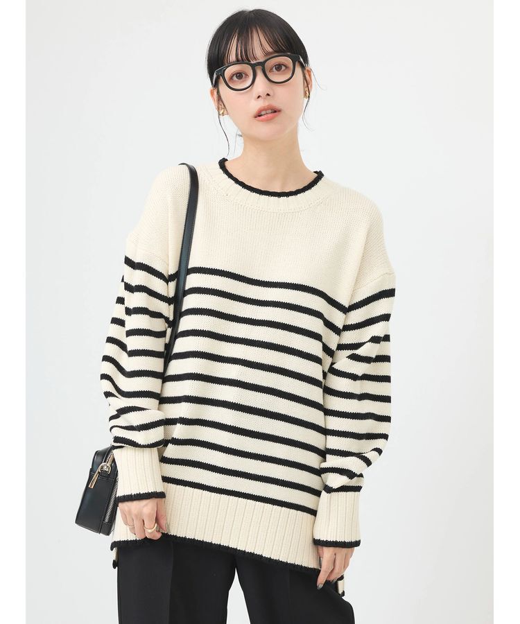 earth music&ecology「ウォッシャブル脇スリットクルーネックプルオーバー」|Tシャツ・カットソー|