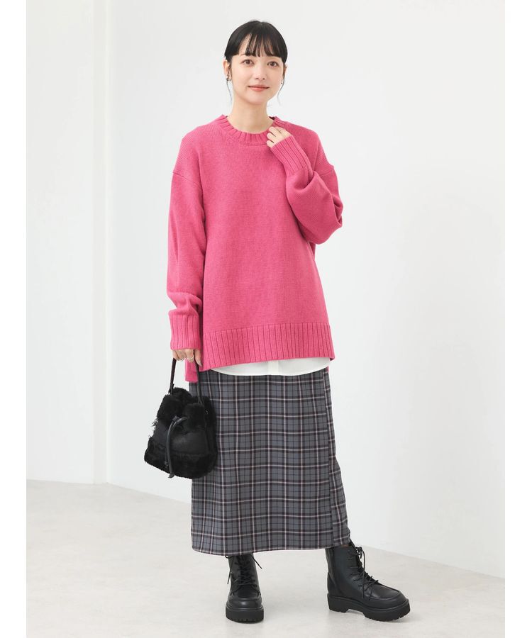 earth music&ecology「ウォッシャブル脇スリットクルーネックプルオーバー」|Tシャツ・カットソー|