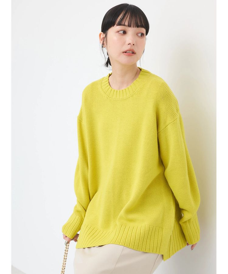 earth music&ecology「ウォッシャブル脇スリットクルーネックプルオーバー」|Tシャツ・カットソー|