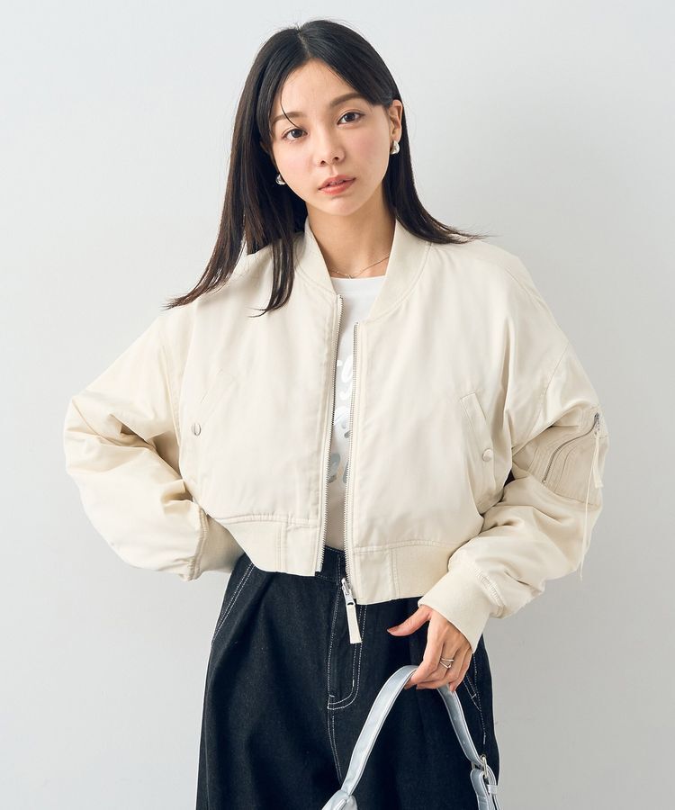 earth music&ecology「ファーリバーシブルショートMA-1」|ブルゾン・スタジャン|