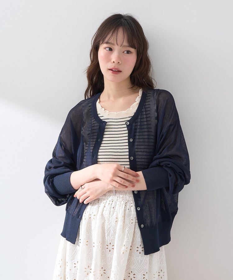 earth music&ecology「接触冷感シアークルーニットカーディガン」|カーディガン|