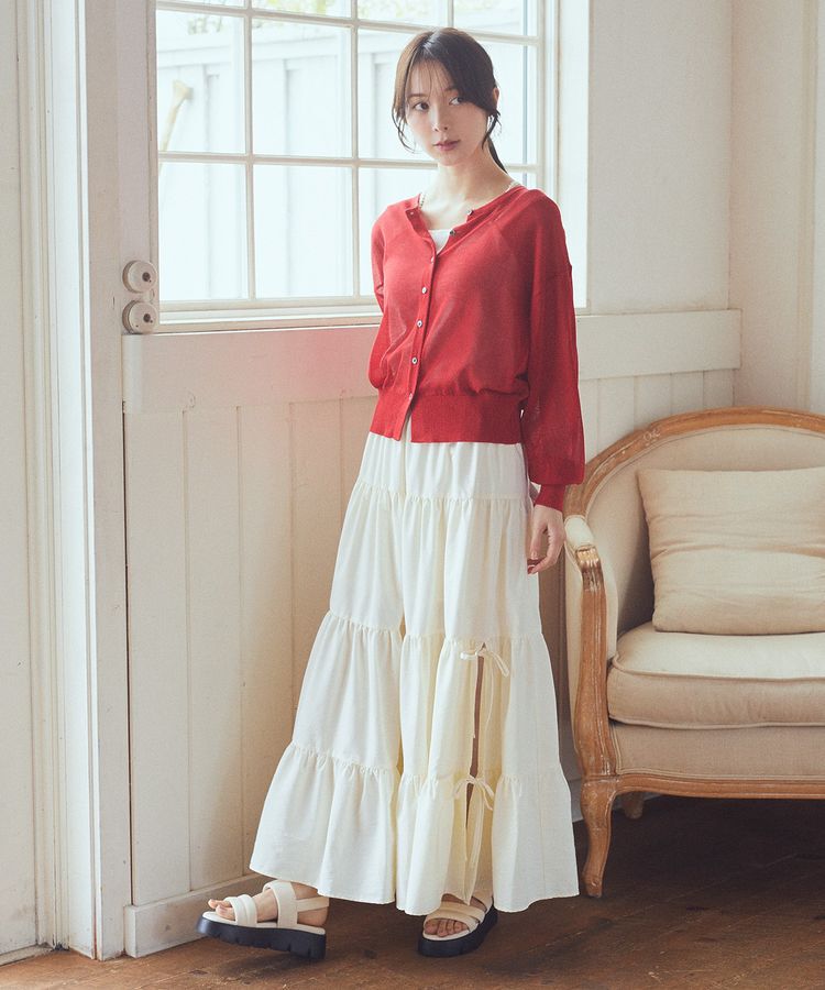 earth music&ecology「接触冷感シアークルーニットカーディガン」|カーディガン|