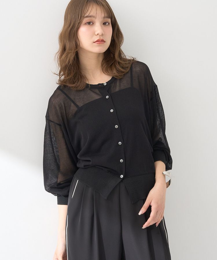 earth music&ecology「接触冷感シアークルーニットカーディガン」|カーディガン|Black