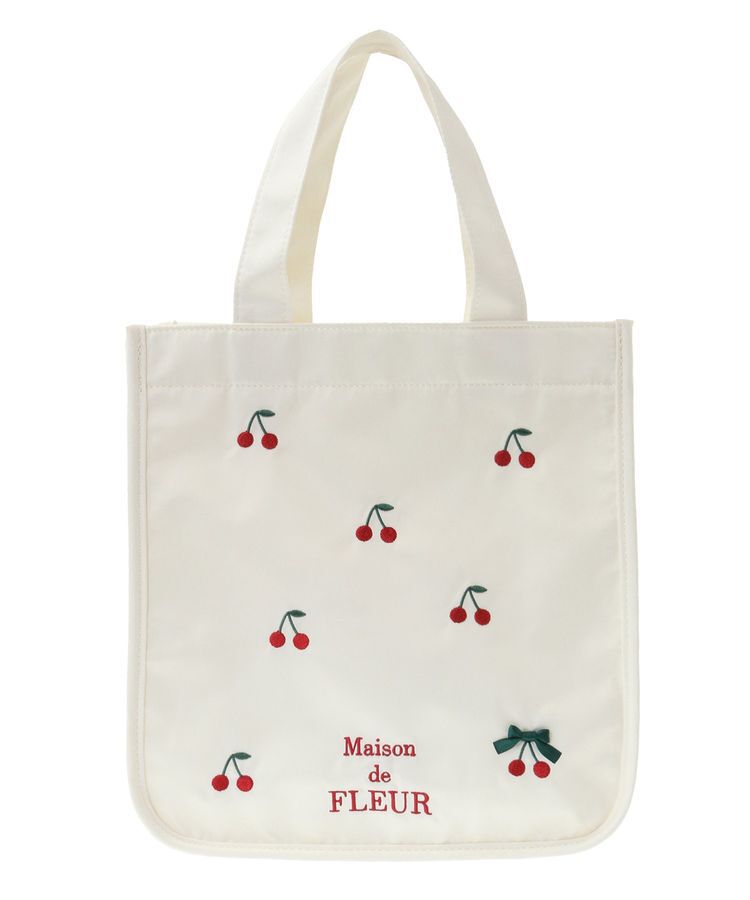 Maison de FLEUR「チェリー刺繍パイピングスクエアトートバッグ」|トートバッグ|