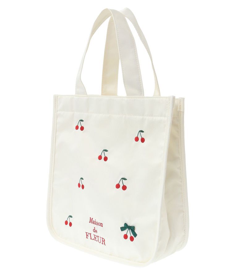 Maison de FLEUR「チェリー刺繍パイピングスクエアトートバッグ」|トートバッグ|