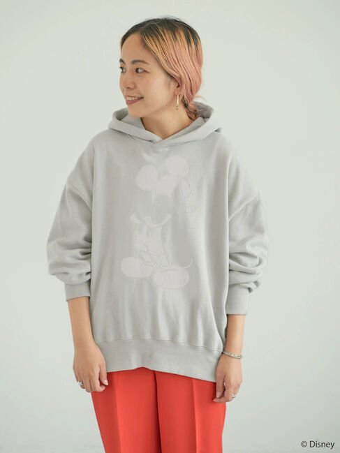 「フロッキープリント裏起毛パーカー/Mickey」|Tシャツ・カットソー|