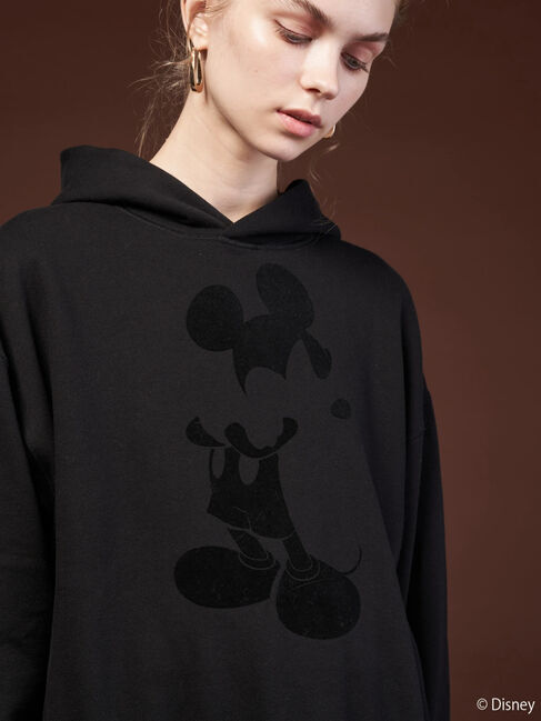  「フロッキープリント裏起毛パーカー/Mickey」|Tシャツ・カットソー|