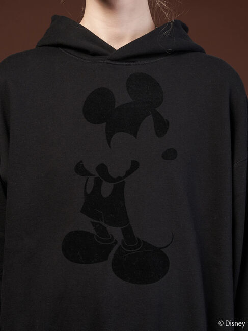  「フロッキープリント裏起毛パーカー/Mickey」|Tシャツ・カットソー|