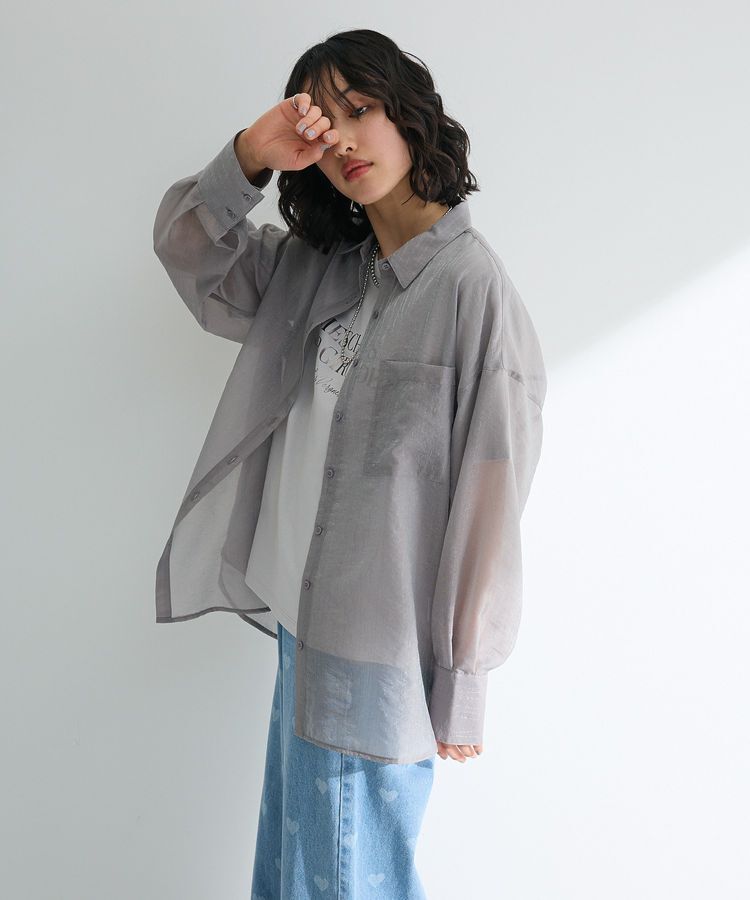 Green Parks「・ELENCARE DUE ラメシアー長袖シャツ」|シャツ・ブラウス|