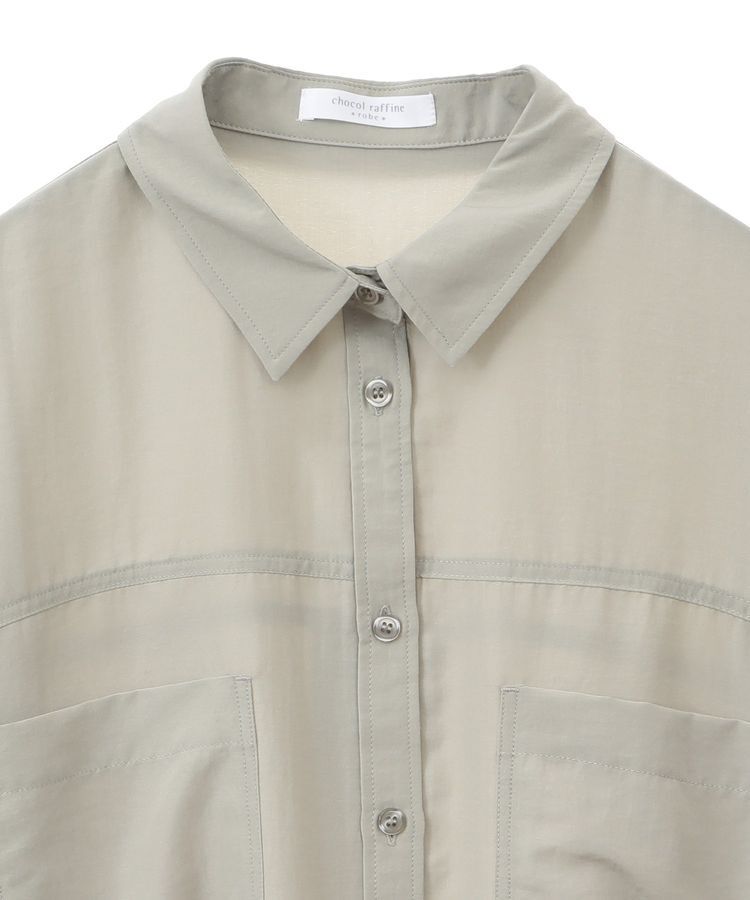 Green Parks「7分袖ミディ丈シャツワンピース」|ワンピース|