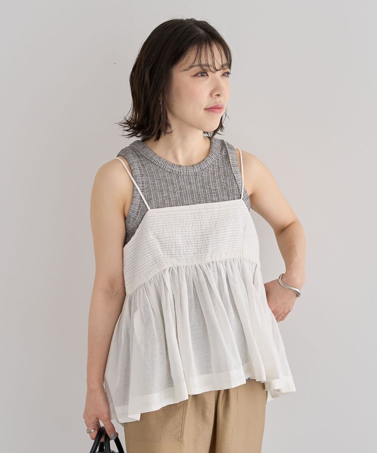 Green Parks「インド綿 ピンタックレースビスチェ」|キャミソール|