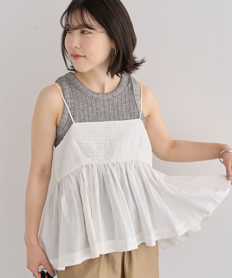 Green Parks「インド綿 ピンタックレースビスチェ」|キャミソール|