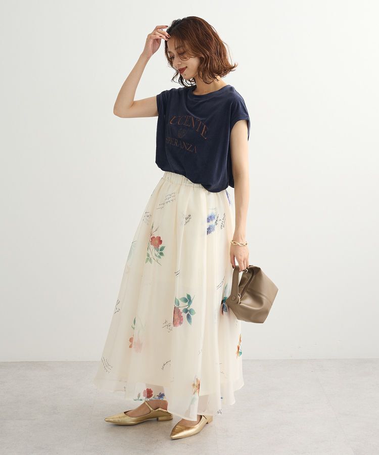 Green Parks「ベロアロゴフレンチスリーブチュニック」|チュニック|