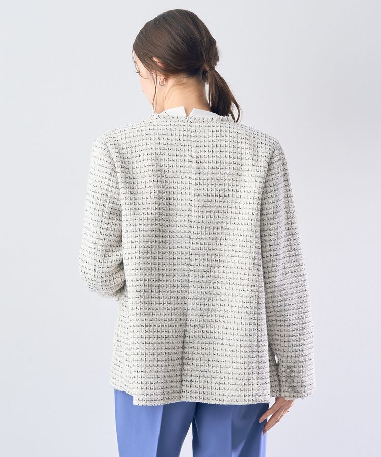 YECCA VECCA「ノーカラーツイードジャケット」|テーラードジャケット|