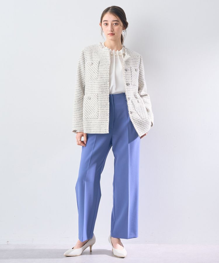 YECCA VECCA「ノーカラーツイードジャケット」|テーラードジャケット|